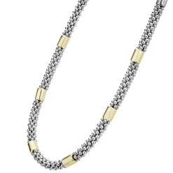 Fashion LAGOS Two-Tone Station Caviar Necklace | 5Mm