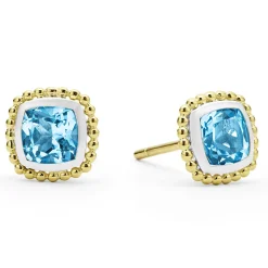 Best Sale LAGOS Two-Tone Swiss Blue Topaz Stud Earrings