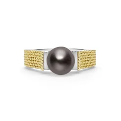 Cheap LAGOS Two-Tone Tahitian Black Pearl Ring