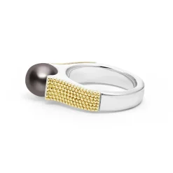 Cheap LAGOS Two-Tone Tahitian Black Pearl Ring