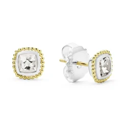 New LAGOS Two-Tone White Topaz Stud Earrings