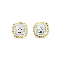 New LAGOS Two-Tone White Topaz Stud Earrings