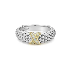 Fashion LAGOS Two-Tone X Caviar Diamond Ring