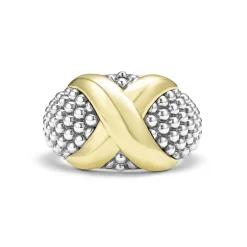 Cheap LAGOS Two-Tone X Caviar Dome Ring