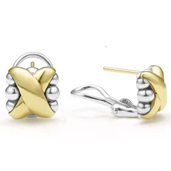 Cheap LAGOS Two-Tone X Omega Clip Earrings