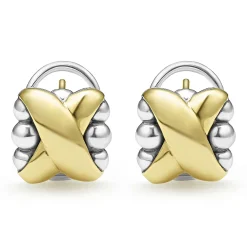 Cheap LAGOS Two-Tone X Omega Clip Earrings