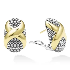Fashion LAGOS Two-Tone X Omega Clip Earrings