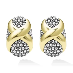 Fashion LAGOS Two-Tone X Omega Clip Earrings
